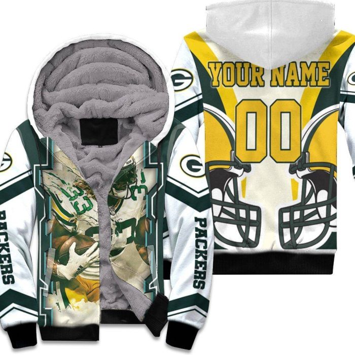 Green Bay Packers Aaron Jones 33 For Fans Personalized Unisex Fleece Hoodie