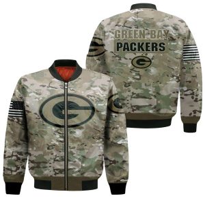 Green Bay Packers Camouflage Veteran 3D Bomber Jacket