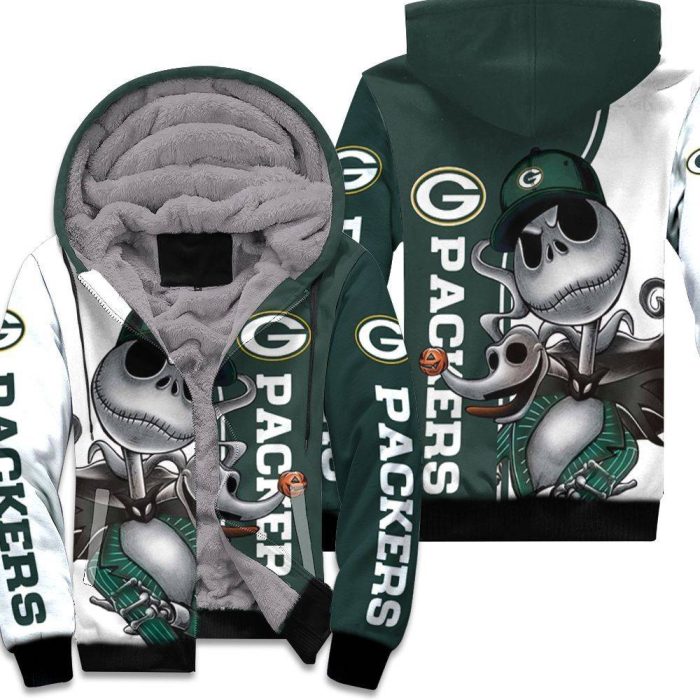 Green Bay Packers Jack Skellington And Zero Unisex Fleece Hoodie