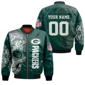 Green Bay Packers Nlf Fan Sugar Skull 3D Personalized 1 Bomber Jacket
