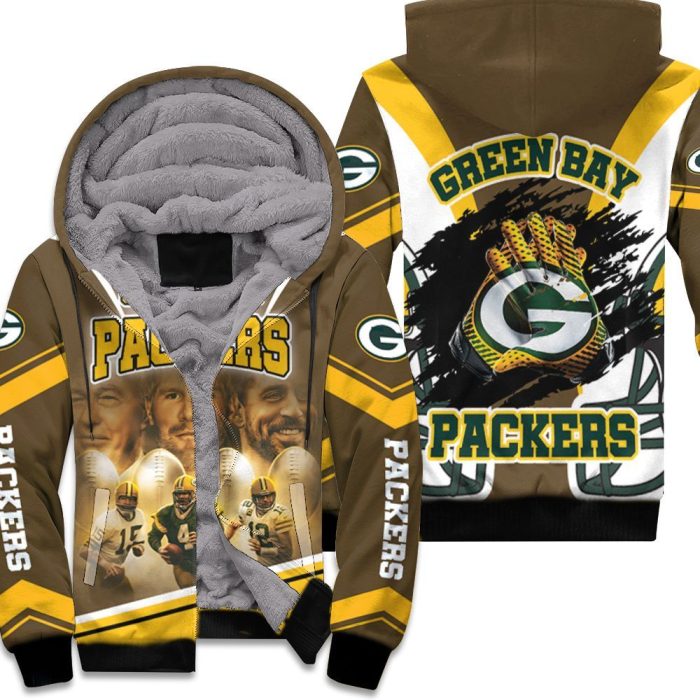 Green Bay Packers Qbs Bart Starr 15 Brett Favre 4 Aaron Rodgers 12 For Fans Unisex Fleece Hoodie
