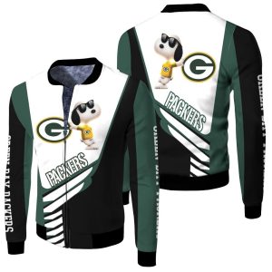 Green Bay Packers Snoopy 3D Fleece Bomber Jacket