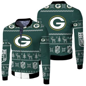 Green Bay Packers Ugly Christmas 3D Fleece Bomber Jacket