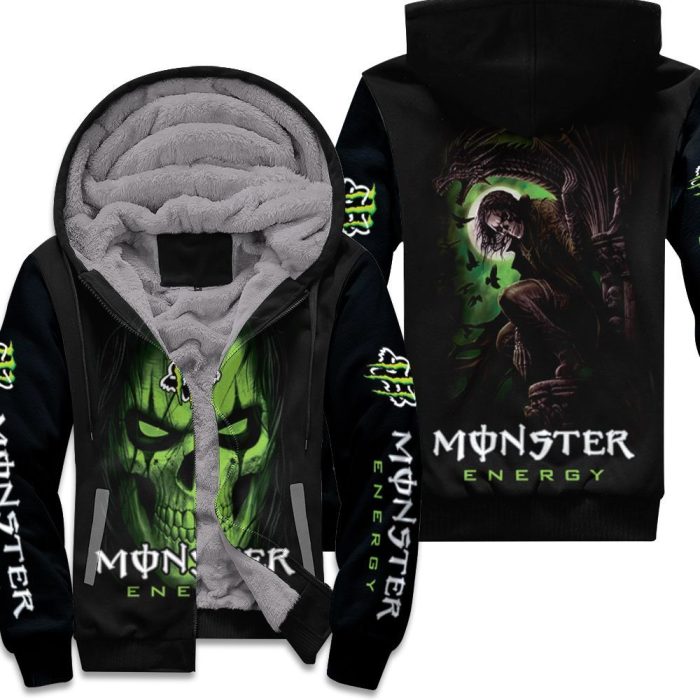 Green Skull Monster Energy Drink 3D Hoodie Unisex Fleece Hoodie