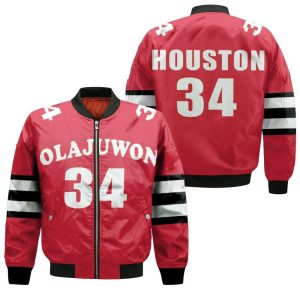 Hakeem Olajuwon Houston Rockets 1993-94 Hardwood Classics Red Bomber Jacket