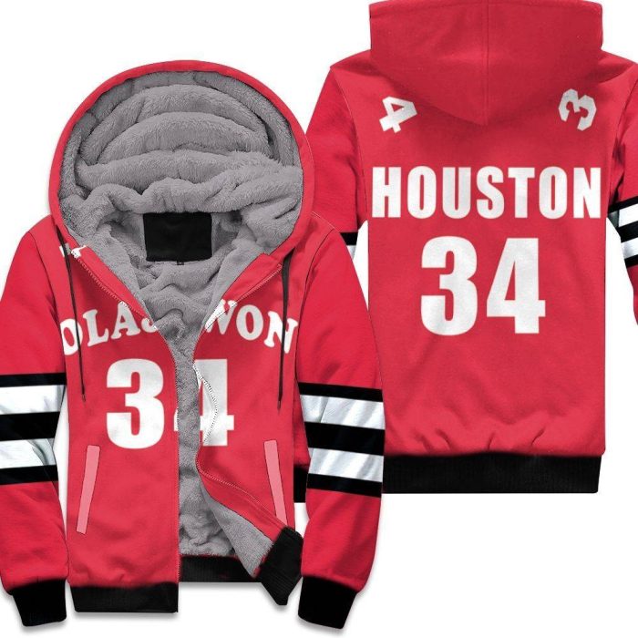 Hakeem Olajuwon Houston Rockets 1993-94 Hardwood Classics Red Unisex Fleece Hoodie