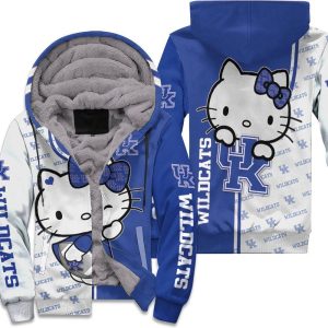 Hello Kitty Hug Kentucky Wildcats Logo 3D Unisex Fleece Hoodie