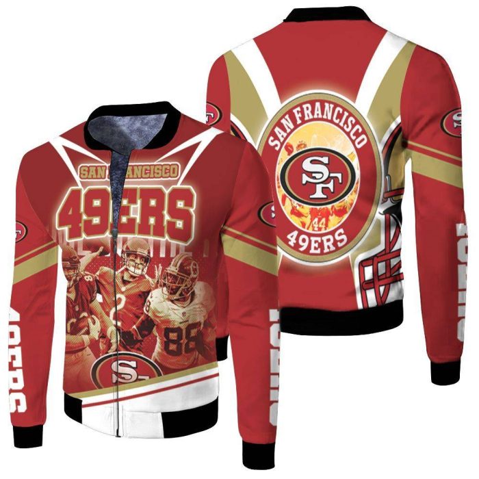 Helmet San Francisco 49Ers Nfc West Division 2021 Super Bowl Fleece Bomber Jacket