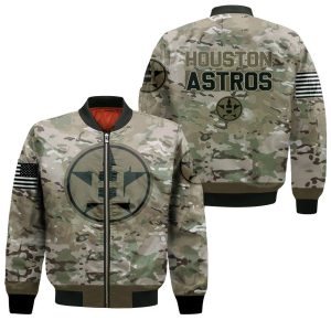 Houston Astros Camouflage Veteran 3D Bomber Jacket