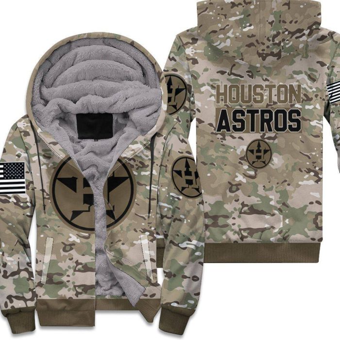 Houston Astros Camouflage Veteran 3D Unisex Fleece Hoodie