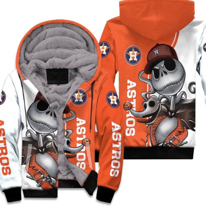 Houston Astros Jack Skellington And Zero Unisex Fleece Hoodie