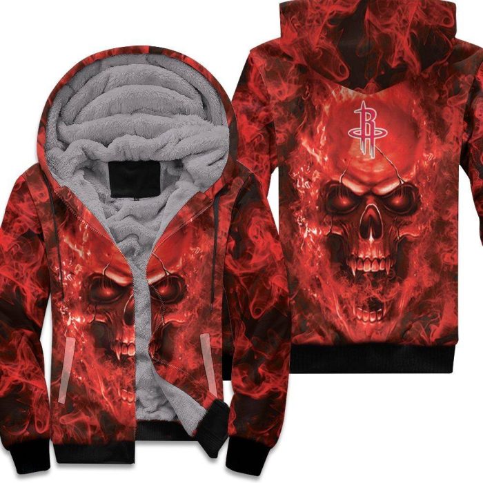 Houston Rockets Nba Fans Skull Unisex Fleece Hoodie