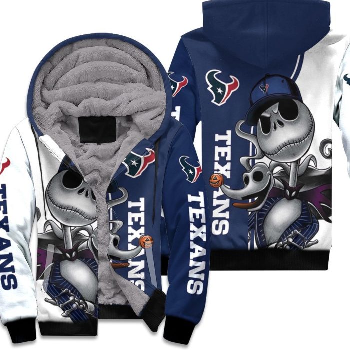 Houston Texans Jack Skellington And Zero Unisex Fleece Hoodie