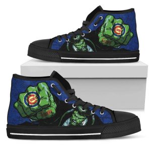 Hulk Punch Chicago Cubs  MLB Custom Canvas High Top Shoes