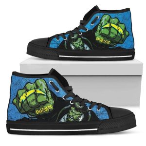 Hulk Punch Los Angeles Chargers NFL Custom Canvas High Top Shoes