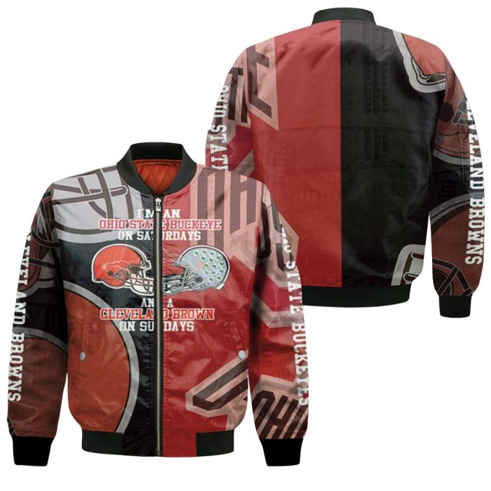 Im A Ohio State Buckeyes On Saturdays And Cleveland Browns On Sundays 3D Bomber Jacket