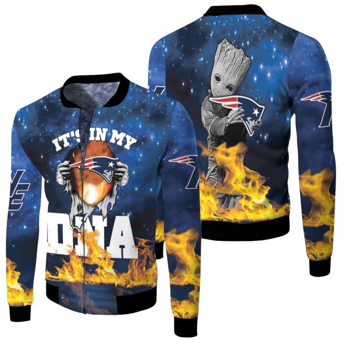 It My New England Patriots Dna Groot 3D Fleece Bomber Jacket