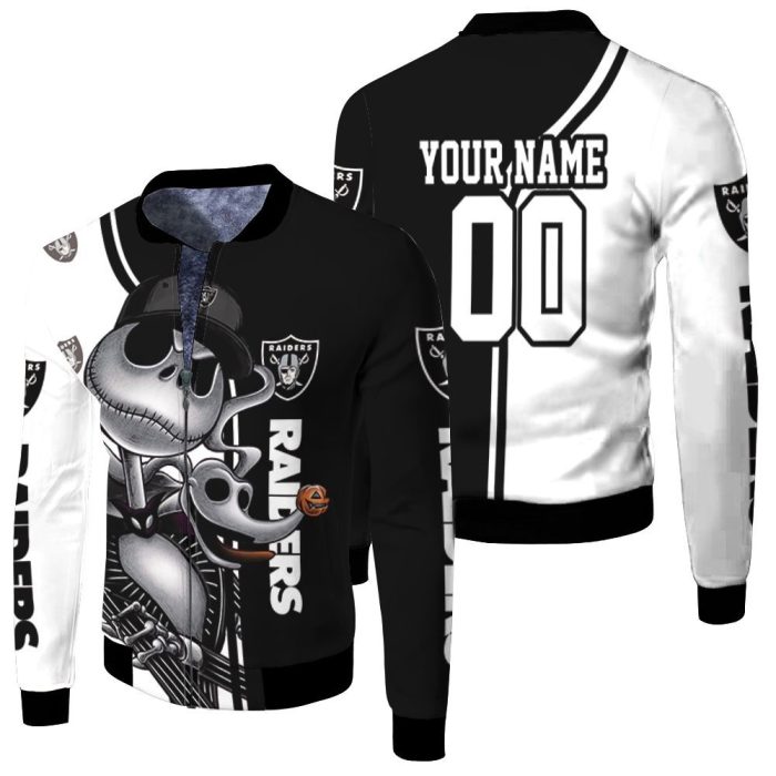 Jack Skellington Las Vegas Raiders 3D Personalized Fleece Bomber Jacket