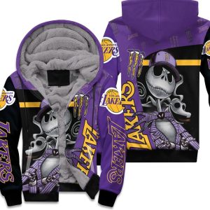 Jack Skellington Monster Energy Logo Los Angeles Lakers 3D Printed Hoodie For Fan Unisex Fleece Hoodie