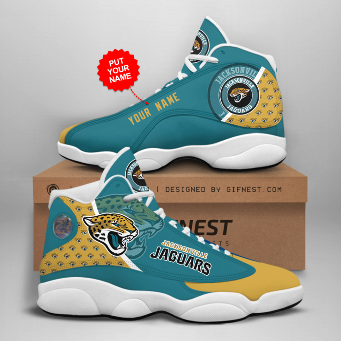 Jacksonville Jaguars Men'S Jordan 13 Custom Name Personalized Shoes