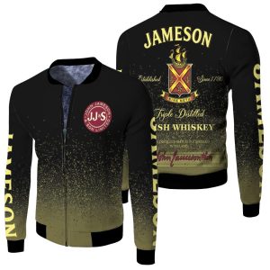 Jameson Irish Whiskey Triple Distilled Logo For Lovers 3D Fleece Bomber Jacket