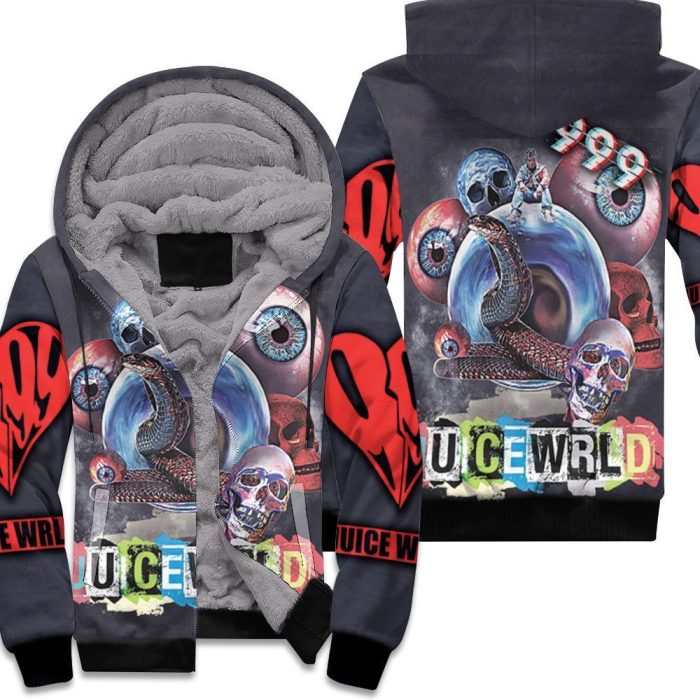 Juice Wrld 999 Creepy Snake Eye Rap Style Pop Unisex Fleece Hoodie