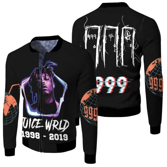 Juice Wrld 999 Neon Color Rap Hip Hop Fleece Bomber Jacket