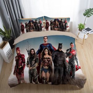 Justice League Wonder Woman Superman Batman The Flash Aquaman #20 Duvet Cover Pillowcase Bedding Set Home Decor