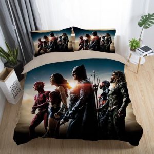 Justice League Wonder Woman Superman Batman The Flash Aquaman #23 Duvet Cover Pillowcase Bedding Set Home Decor