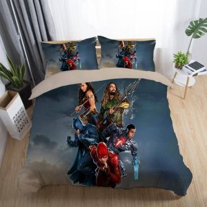 Justice League Wonder Woman Superman Batman The Flash Aquaman #3 Duvet Cover Pillowcase Bedding Set Home Decor