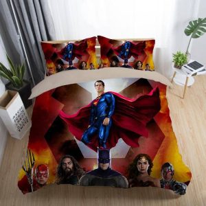 Justice League Wonder Woman Superman Batman The Flash Aquaman #6 Duvet Cover Pillowcase Bedding Set Home Decor