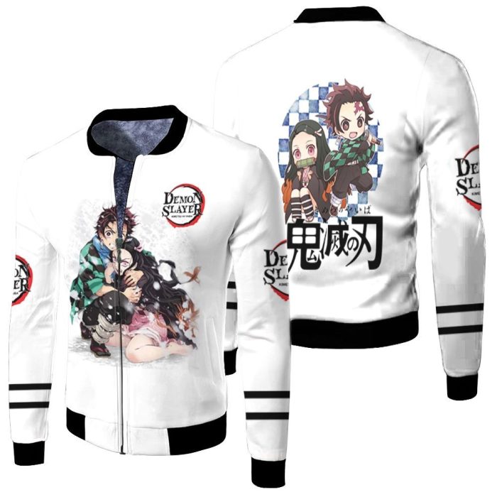 Kamado Tanjiro Hug Kamado Nezuko Anime Kimetsu No Yaiba Fleece Bomber Jacket