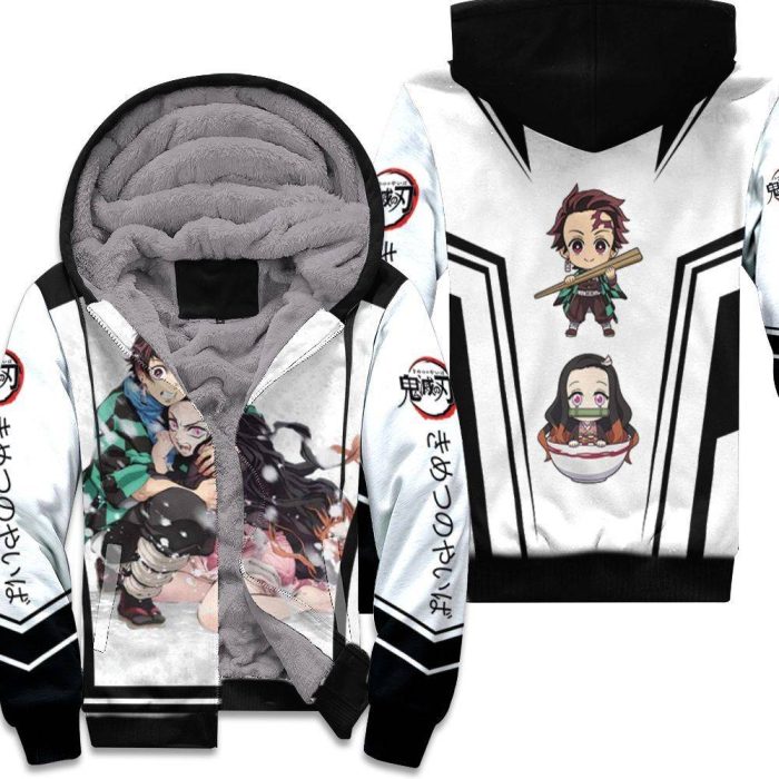 Kamado Tanjiro Hug Kamado Nezuko Anime Kimetsu No Yaiba Unisex Fleece Hoodie