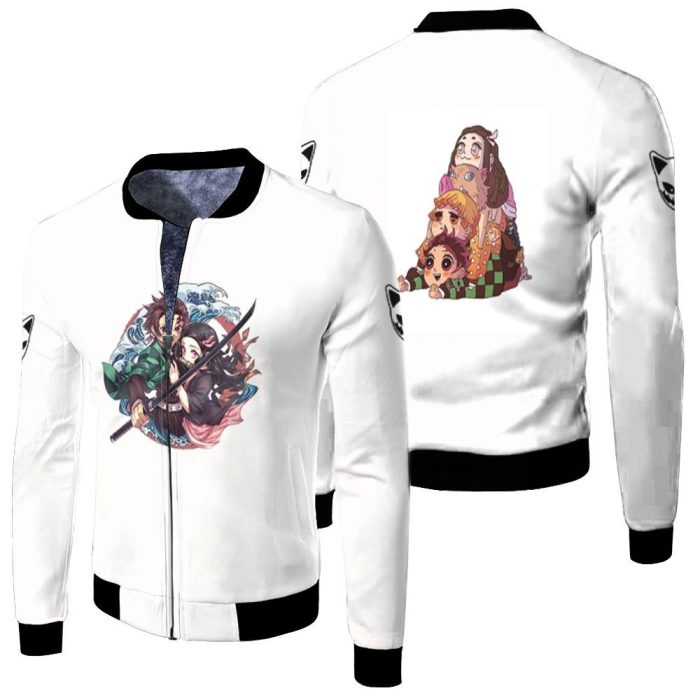 Kamado Tanjiro Kamado Nezuko Grow Up Edition Kimetsu No Yaiba Fleece Bomber Jacket