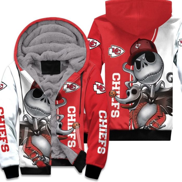 Kansas City Chiefs Jack Skellington And Zero Unisex Fleece Hoodie