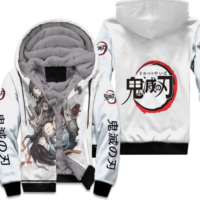 Kimetsu No Yaiba Anime Demon Slayer Corps White Unisex Fleece Hoodie