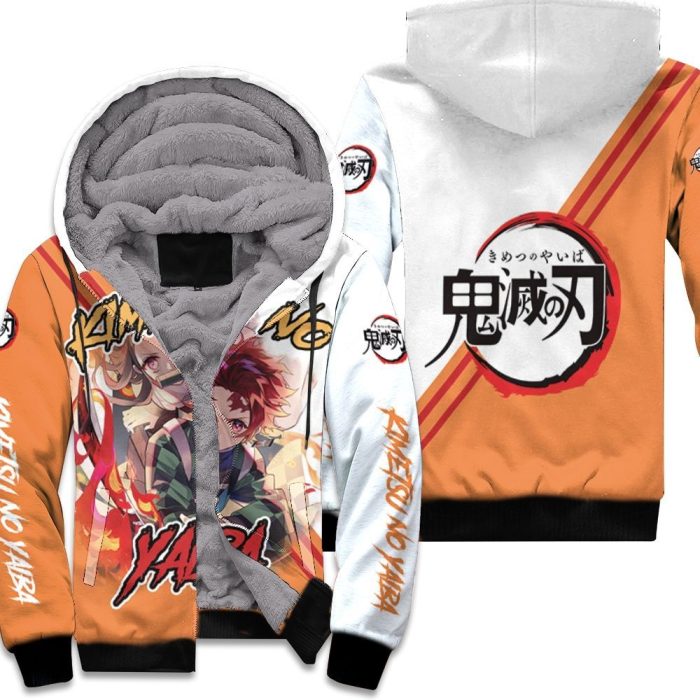 Kimetsu No Yaiba Kamado Tanjiro Kamado Nezuko Fire Unisex Fleece Hoodie