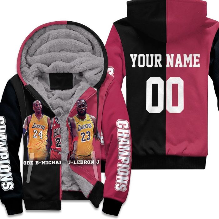 Kobe Bryant Michael J Lebron James Champions Legends Never Die Personalized Unisex Fleece Hoodie