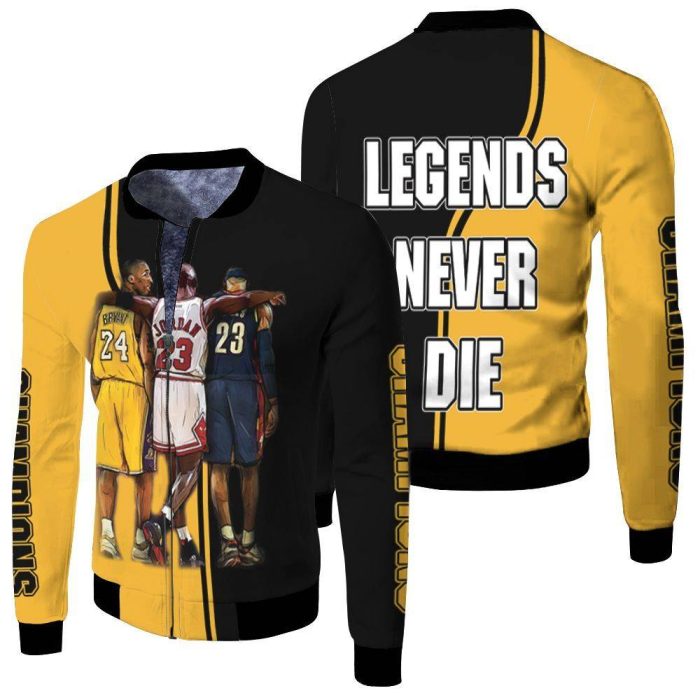 Kobe Bryant Michael J Lebron James Legends Never Die Champions Fleece Bomber Jacket