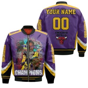 Kobe Bryant Michael J Lebron James Los Angeles Lakers Chicago Bulls Champions 3D Personalized Bomber Jacket