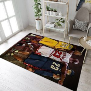 Kobe Bryant Michael Jordan And James Tribute NBA Basketball Area Rug Rugs For Living Room Rug Home Decor