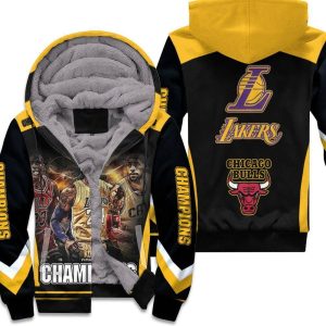 Kobe Bryant Michael Jordan Lebron James Champions Los Angeles Lakers Chicago Bulls 3D Printed Unisex Fleece Hoodie