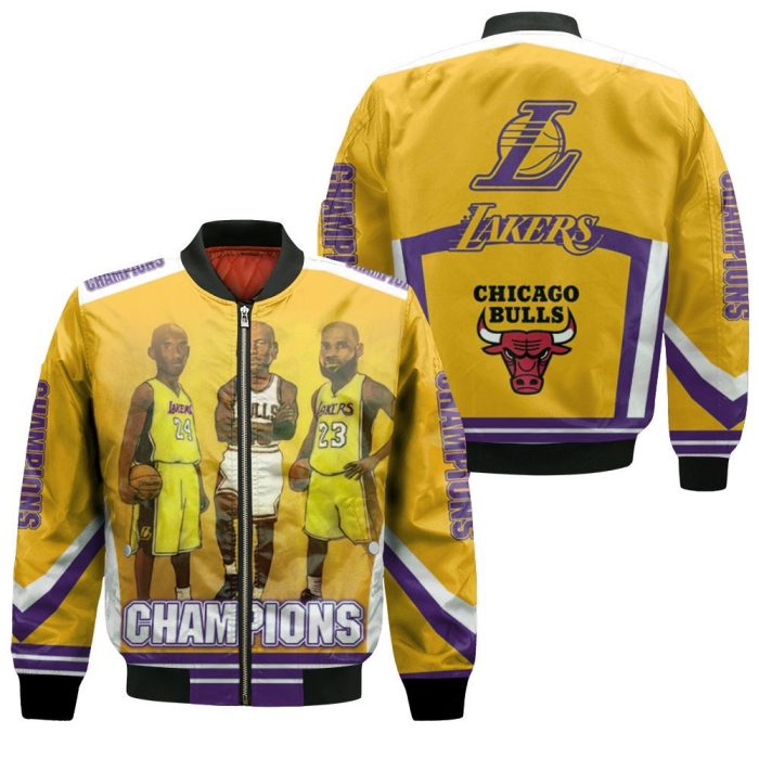 Kobe Bryant Michael Jordan Lebron James Funny Animation Legends For Fan Bomber Jacket