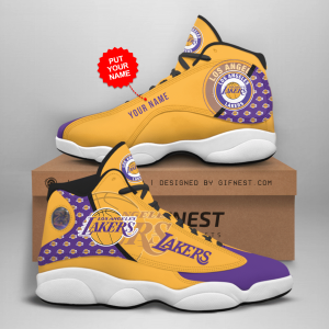 Lakers 02 Jordan 13 Personalized Shoes Lakers 02 Customized Name Sneaker