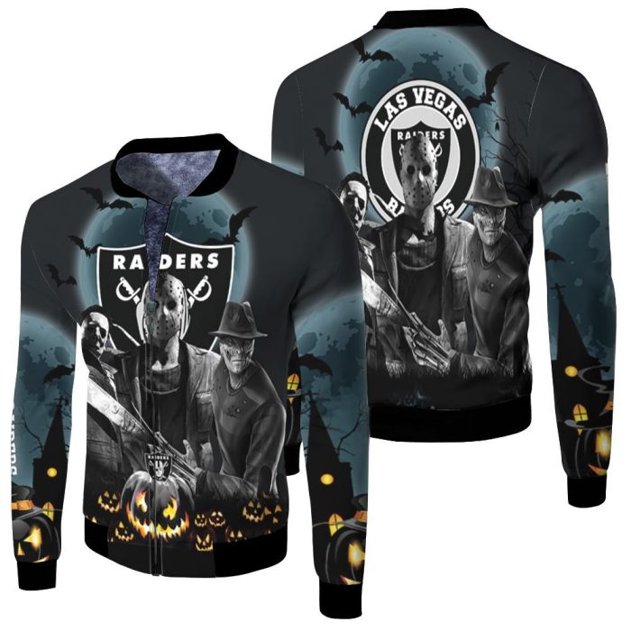 Las Vegas Raiders Halloween Horror 3D Fleece Bomber Jacket