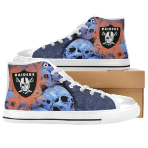 Las Vegas Raiders NFL Skull 2 Custom Canvas High Top Shoes