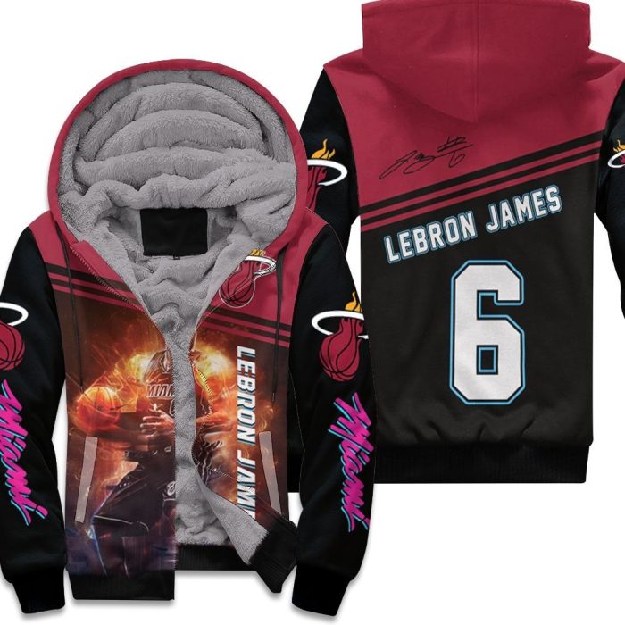 Lebron James 6 Miami Heat Legend Dribbling Fire For Fan Unisex Fleece Hoodie