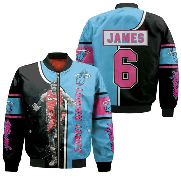 Lebron James 6 Miami Heat Legend Warm Up For Fan Bomber Jacket