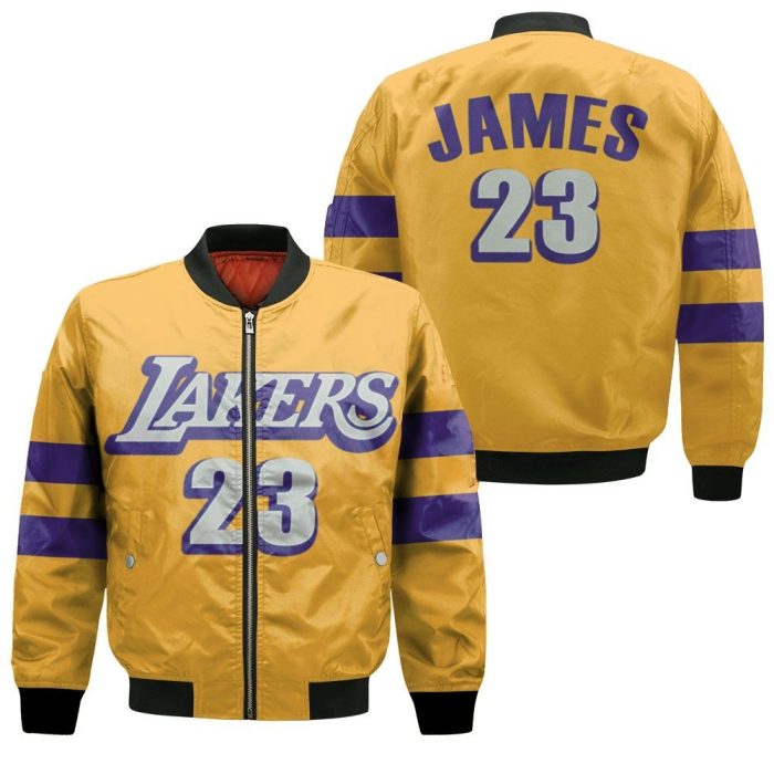 Lebron James Los Angeles Lakers 2020 Finished Swingman Yellow City Edition Bomber Jacket