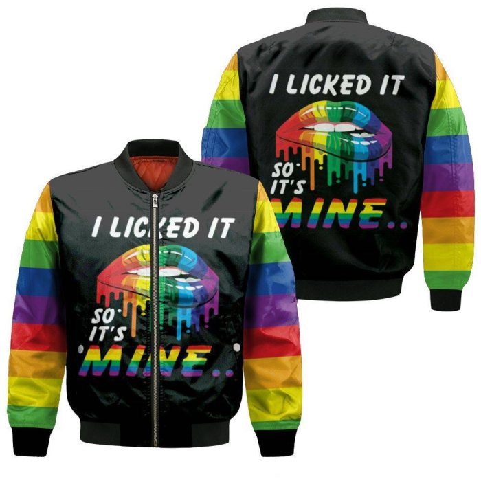 Lgbt Driping Art Lips I Licked It So Its Mine 3D Bomber Jacket